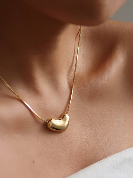 Louis Puffy Heart Necklace - 18k Gold