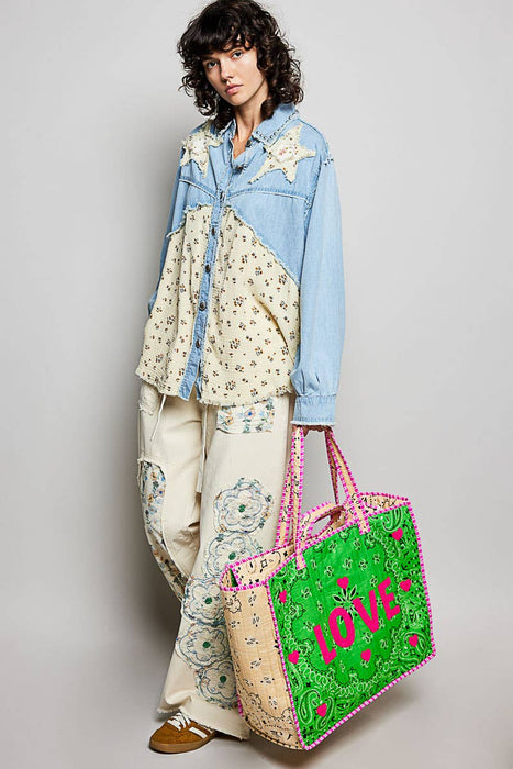 LOVE Bandana Quilted Tote Bag