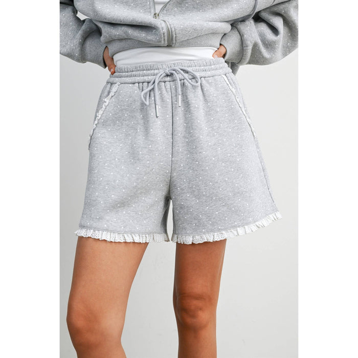 Polka Dot Lounge Shorts with Lace Trim