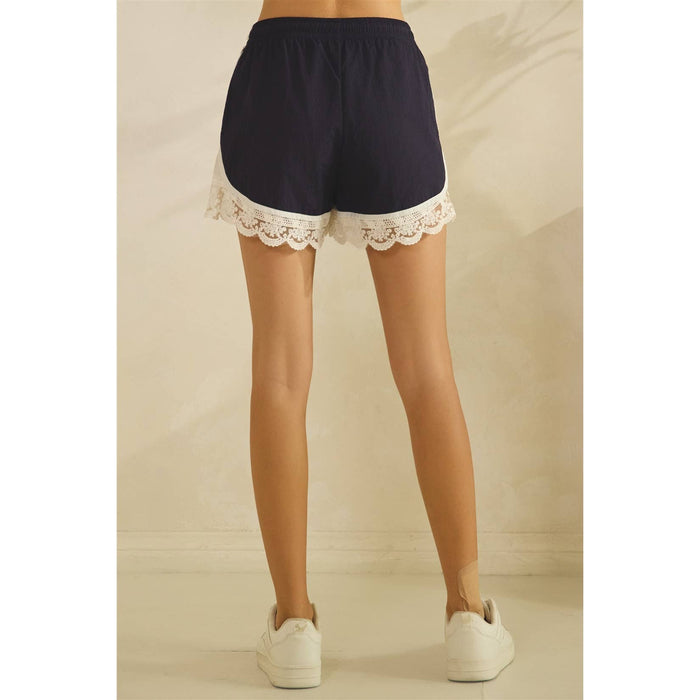 Track Shorts with Lace Detail