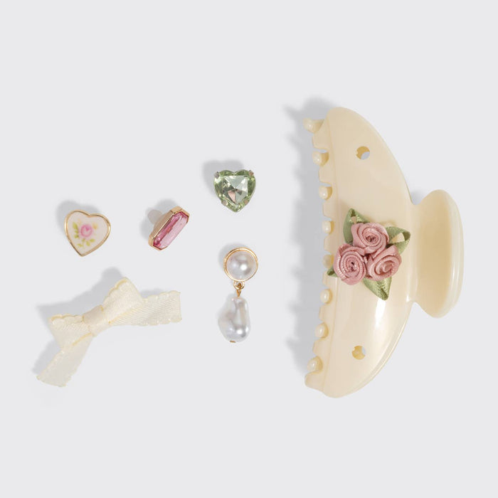Kitsch Curved Claw Clip 7pc Set- Pearlized Cream