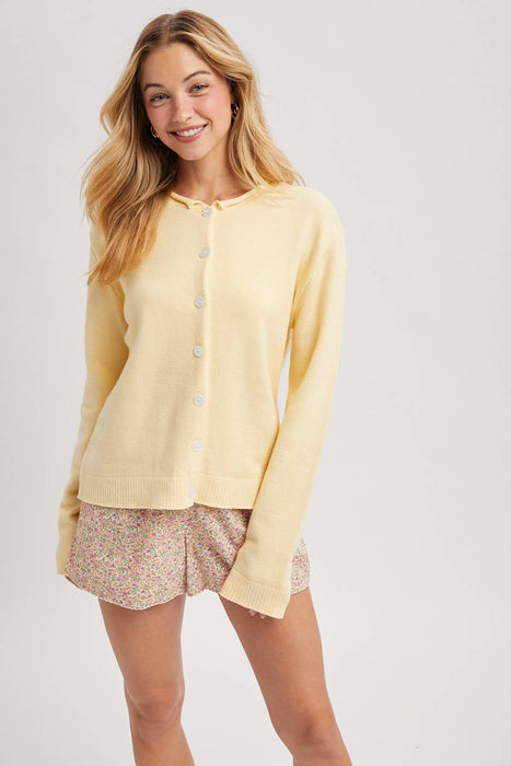 Raw Edge Button-Up Cardigan
