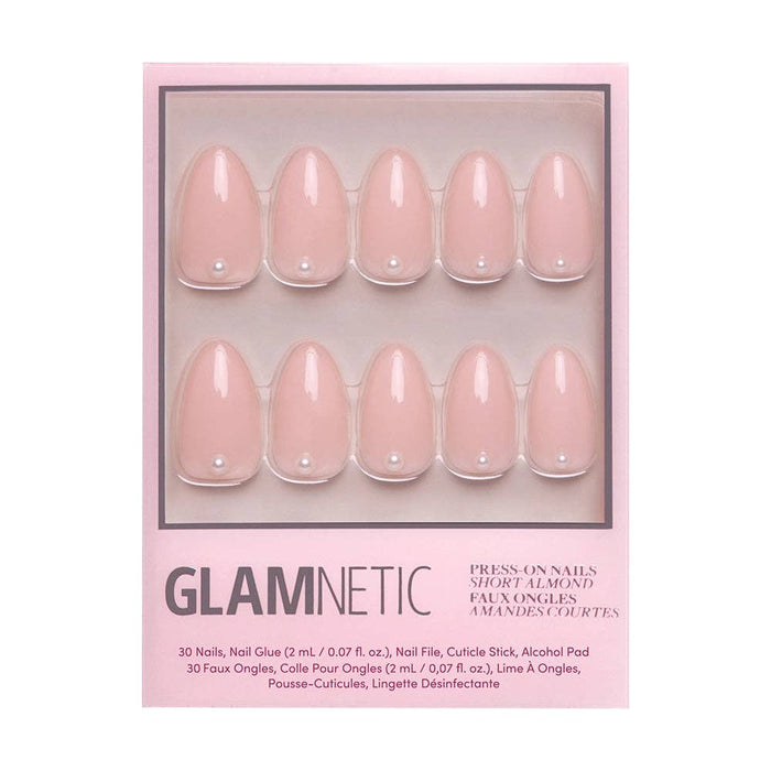 Glamnetic Almond Nude Pearl Nails