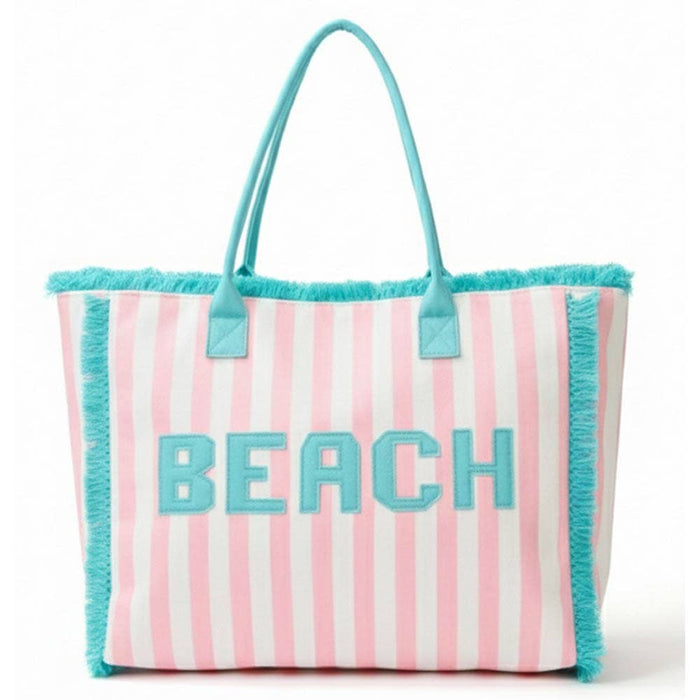 BEACH Letter Embroidery Terry Cloth Tote Bag