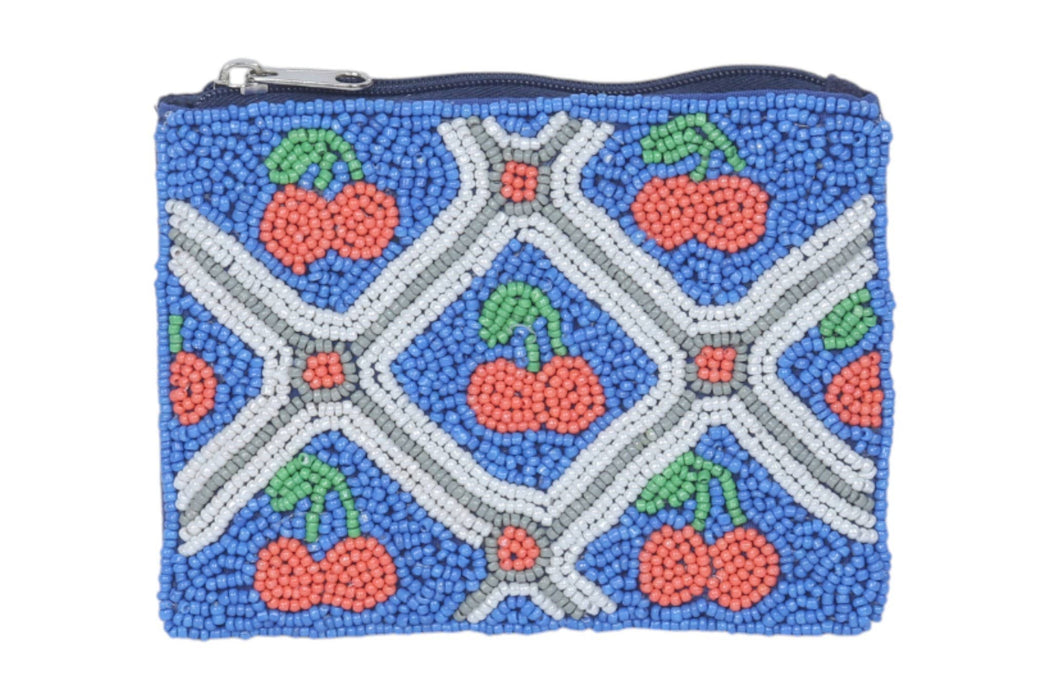 Cherries Patterned Beaded Coin Purse