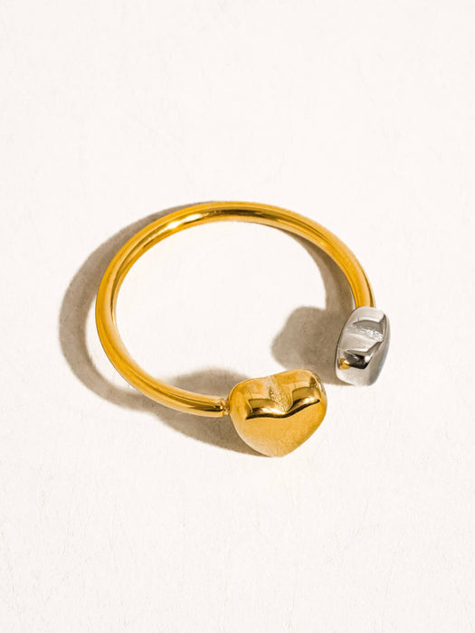 Loanni Two Tone Heart Ring 18k Gold