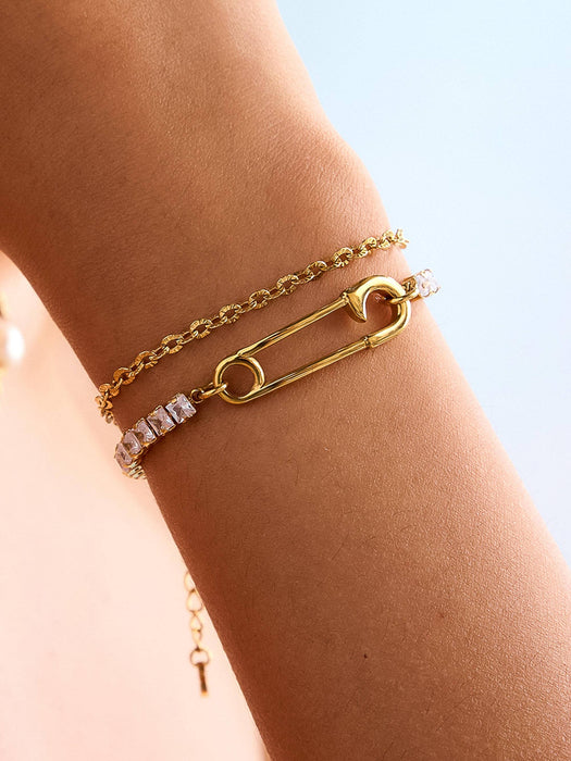 Acier Clip Bracelet 18k Gold