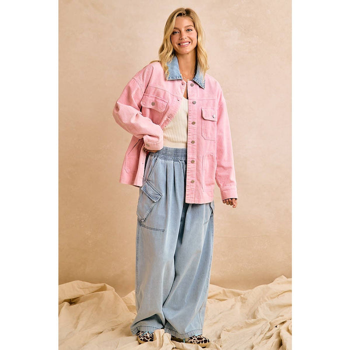Denim Collar Corduroy Jacket