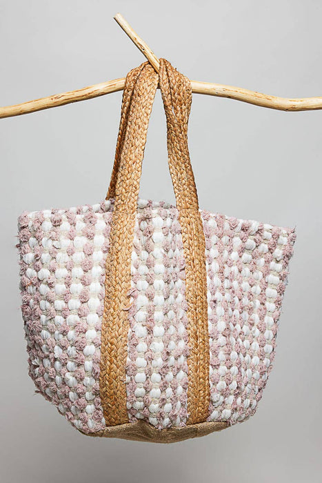 Blush Textured Hand Woven Tote Bag
