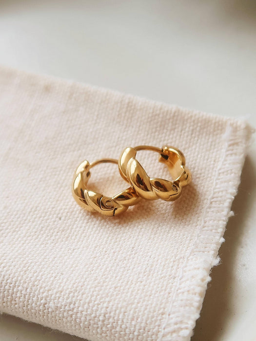 Twisted Hoop Earrings - 18k Gold