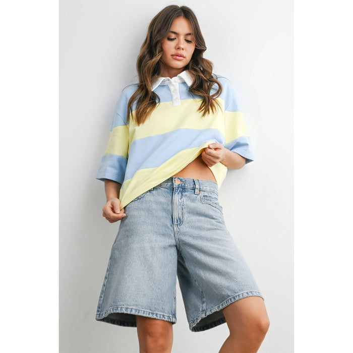 Striped Boxy Polo Shirt
