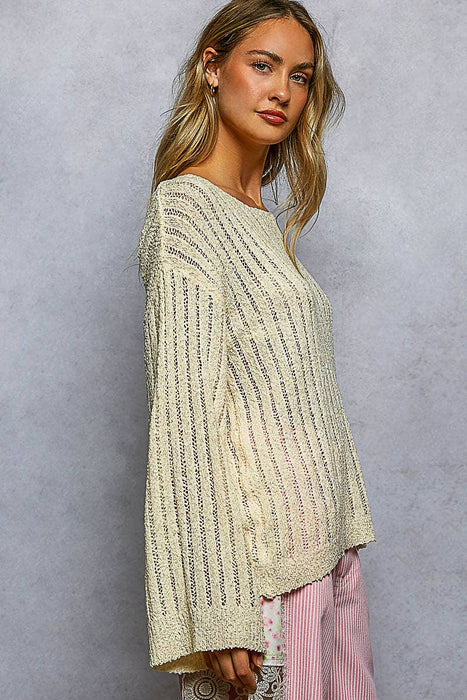 Open Weave Solid Knit Top