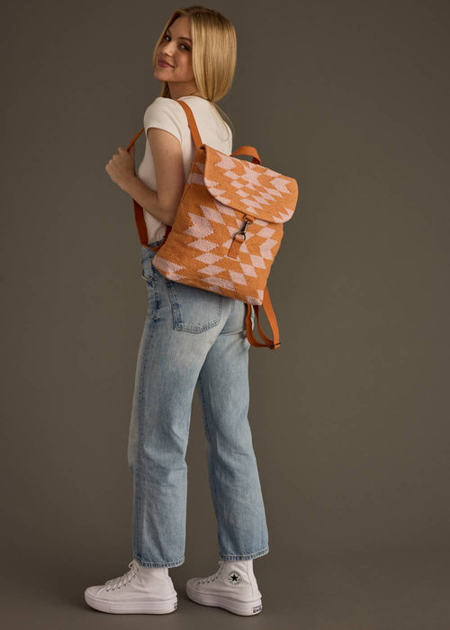 Orange & Lt. Pink Aztec Backpack