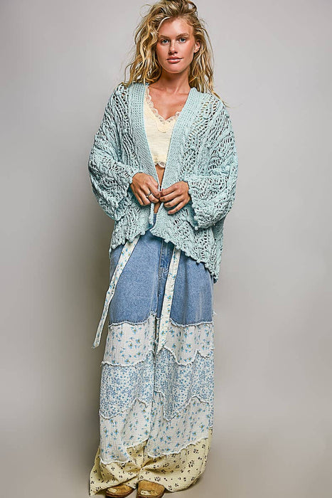 Open Long Sleeved Hooded Cardigan