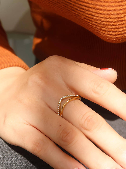 Layered V Ring - 18k Gold