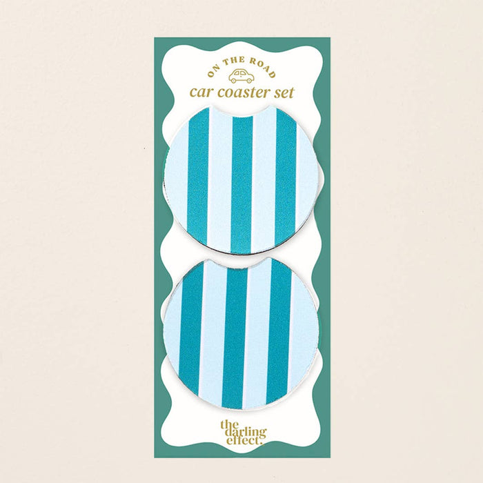 Car Coaster Set–Sicily Stripes Teal