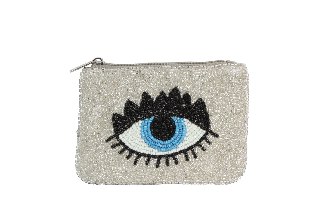 White Evil Eye Theme Coin Purse