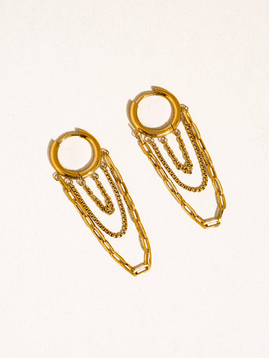 Multi Chain Drop Earrings - 18k Gold