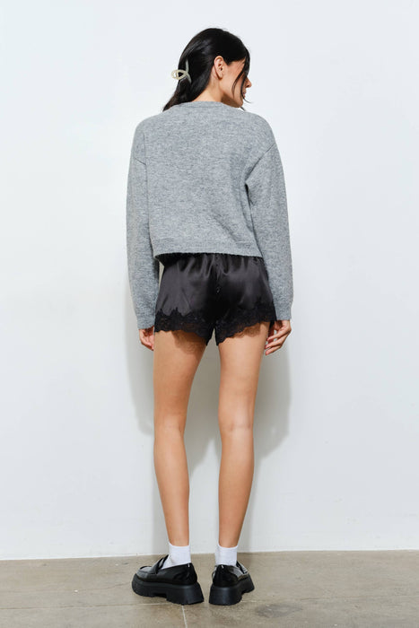 Lace Trim Satin Shorts