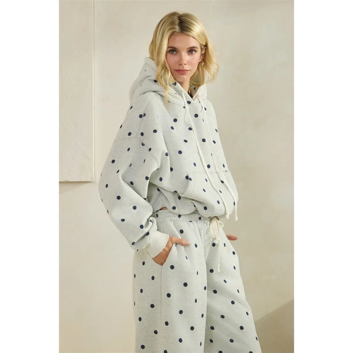 Polka Dot Bubble Hem Hoodie