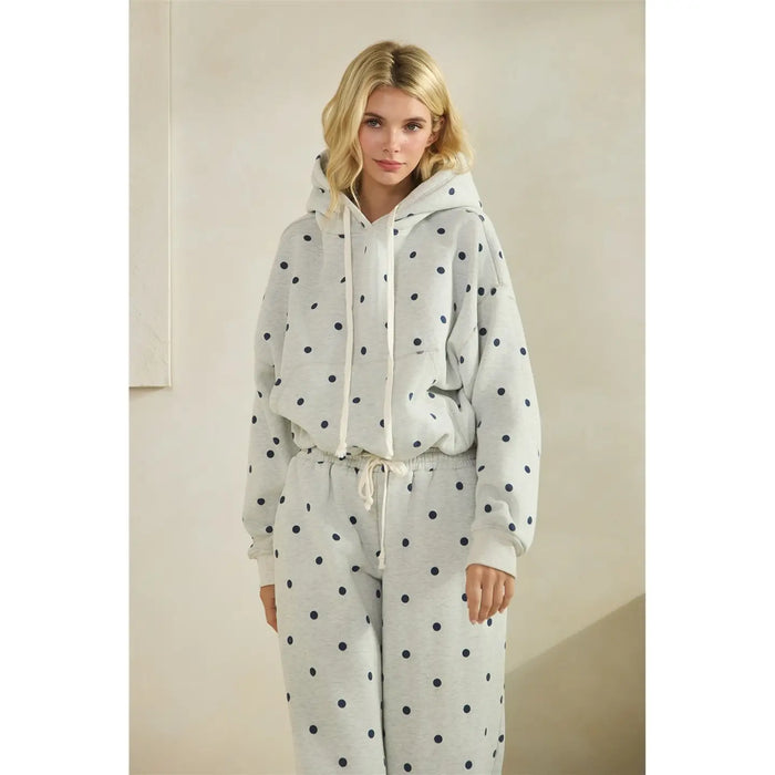 Polka Dot Bubble Hem Hoodie