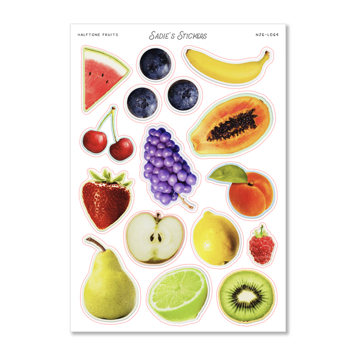 Halftone Fruits Scraps & Snippings Sticker Sheet