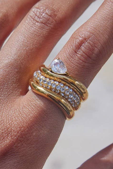 Triple Stack Dome Ring Set - 18k Gold