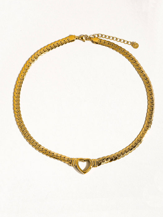 Tessa Heart Snake Chain Necklace 14k Gold