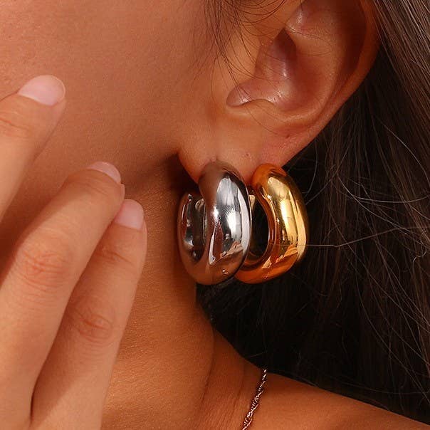 Gold & Silver Hoops - 18k Gold