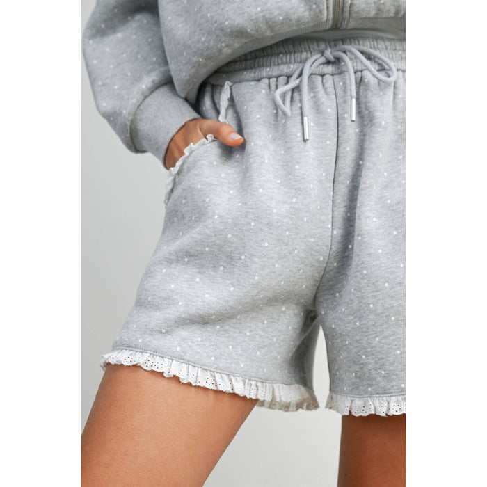 Polka Dot Lounge Shorts with Lace Trim