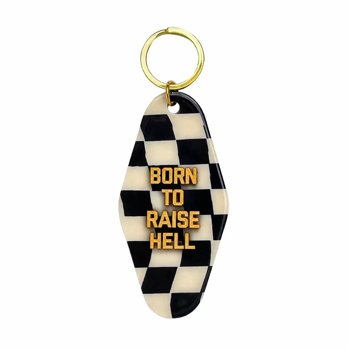 Born to Raise Hell Checkered Keychain