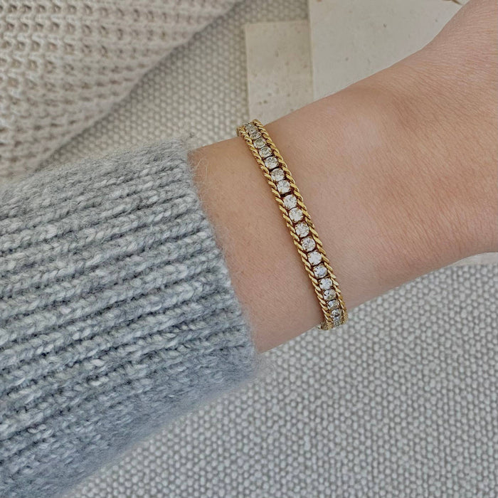 Chain & Rhinestone Tennis Bracelet 18k gold plated