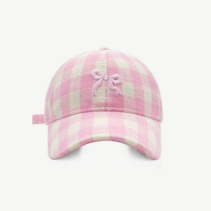 Pink bow embroidered cap