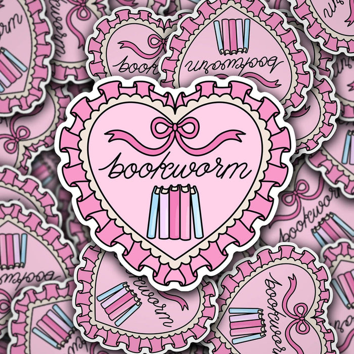 Bookworm Heart Sticker
