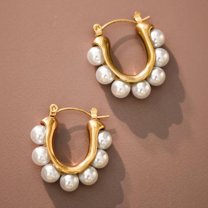 Pearl Hoop Earrings - 18K Gold