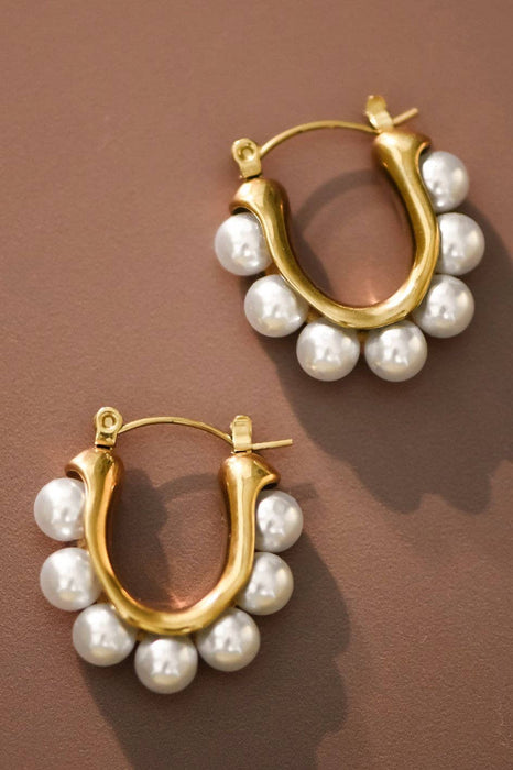 Pearl Hoop Earrings - 18K Gold