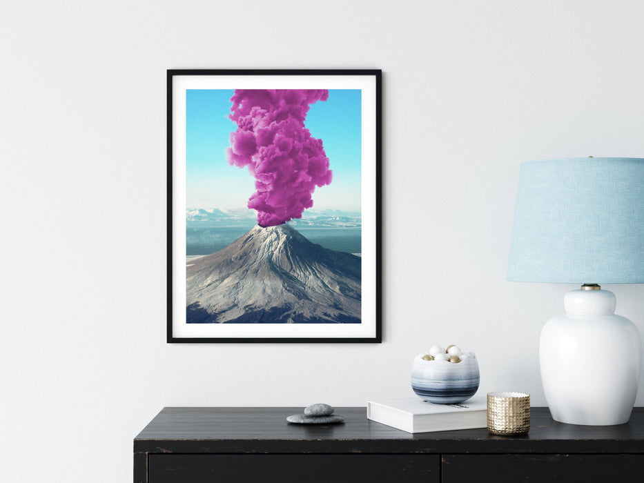 Pink Trippy Volcano Art Print