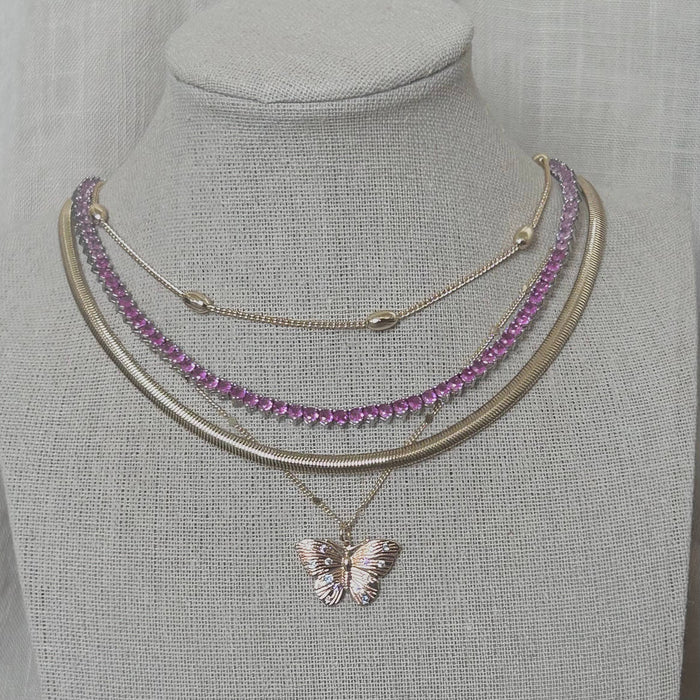 Pink Ombre Tennis Necklace