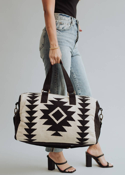 Cream & Black Aztec Duffle
