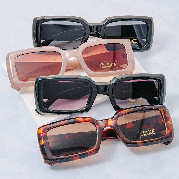 Thick Frame Rectangle Sunglasses Set