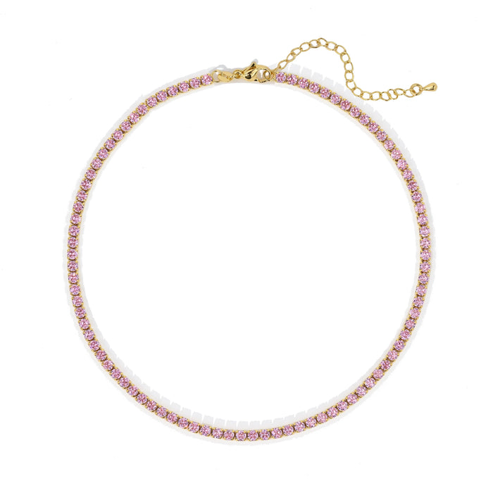 Chloe Tennis Choker -Pink 18k Gold