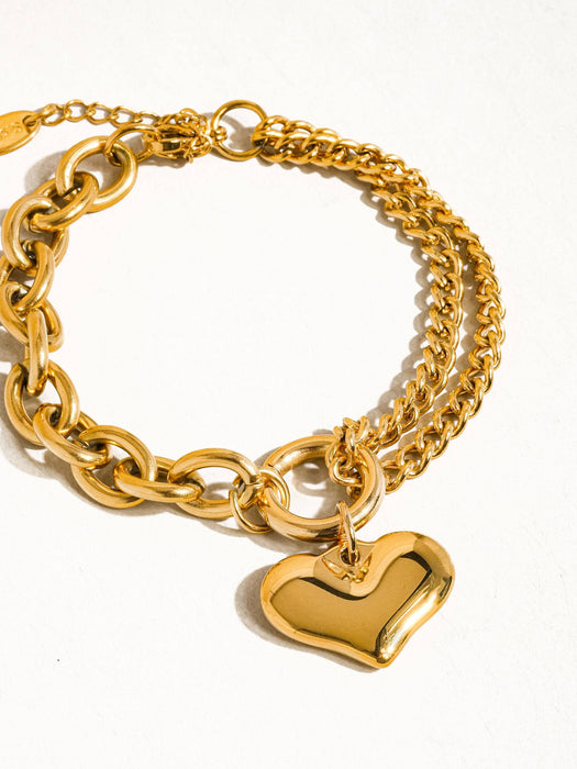 Heart Chain Bracelet 18k Gold