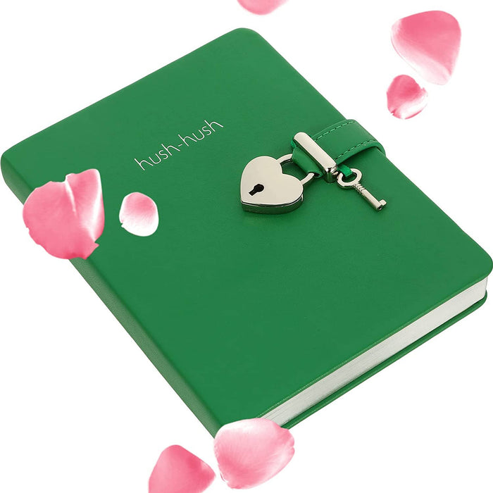 Green "Hush Hush" Lock & Key Diary