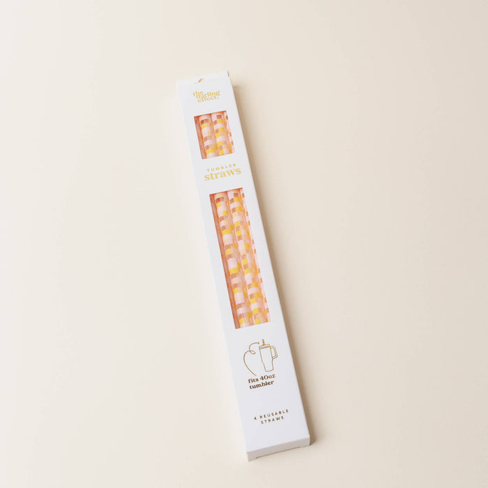 Tumbler Straw Set-Check Peach