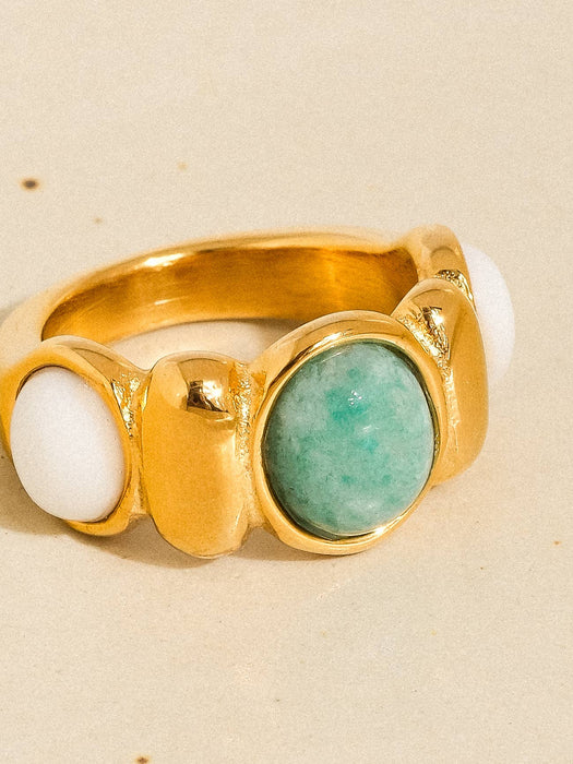 Natural Stone Ring - 18k Gold