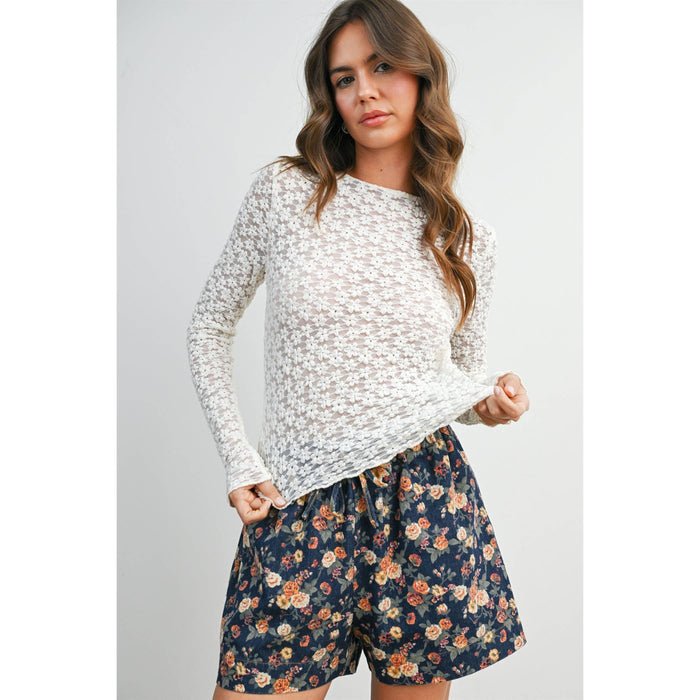 Ivory Textured Long Sleeve Top