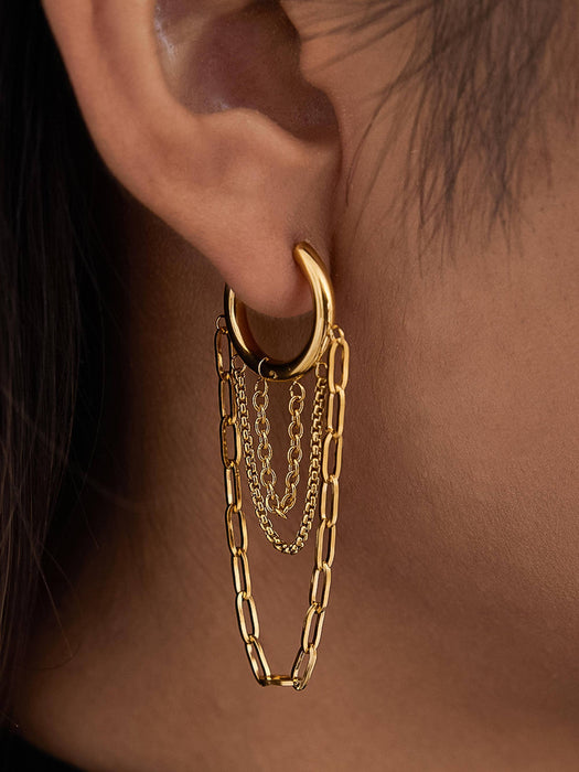Multi Chain Drop Earrings - 18k Gold