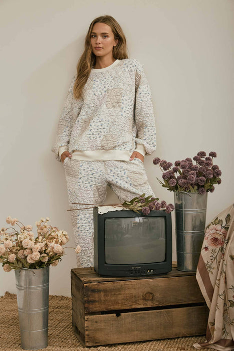 Patchwork Long Sleeve Crewneck