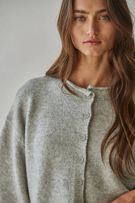 Knit Sweater Quarter Sleeve Button Up Cardigan