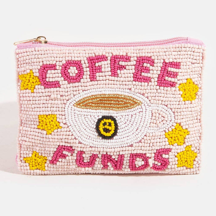 Coffee Funds And Stars Beaded Coin Purse
